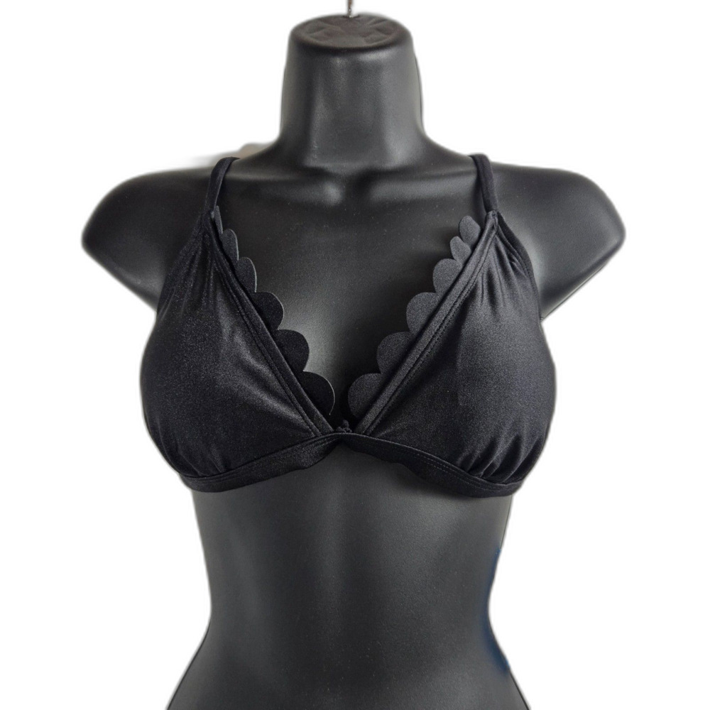 New Cupshe Black Scalloped Triangle Bikini Top 2025 Sz Medium